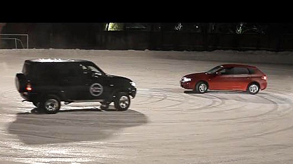 UAZ Patriot и Subaru Impreza: танго на льду [видео]
