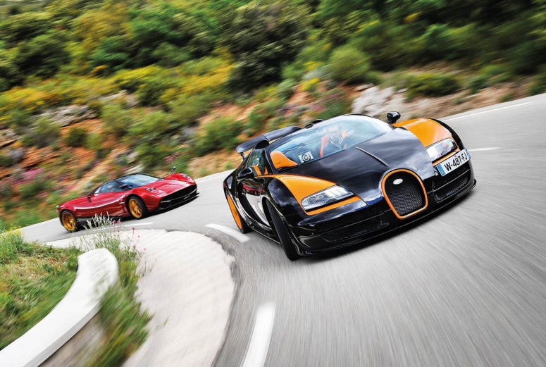Тест-драйв от EVO: Bugatti Veyron vs Pagani Huayra [фото]