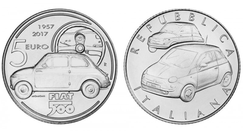 Орел или решка: Fiat 500 запечатлен на серебряной монете с двух сторон